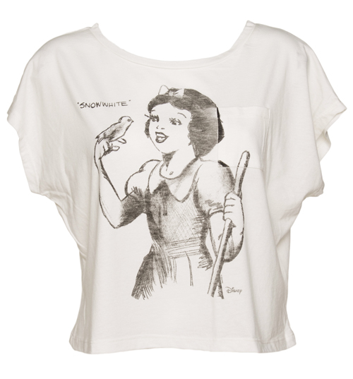 Ladies Snow White Vintage Sketch Cropped