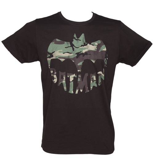 Mens Black Camouflage Batman T-Shirt from