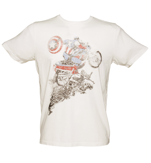 Mens Sugar White Captain America Motorcycle