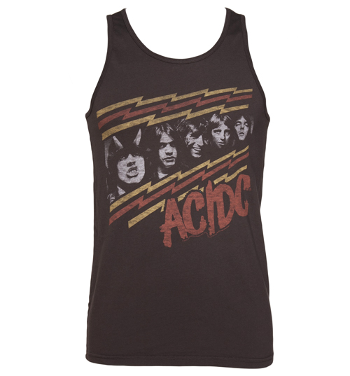 Mens Washed Black AC/DC Faces Sleeveless