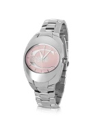 Wave - Pink Logo Dial Stainless Steel Bracelet