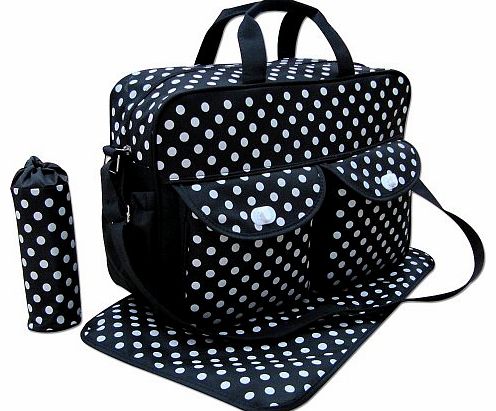 Black 3pcs Baby Diaper Nappy Changing Bag Set E:Polka Dot