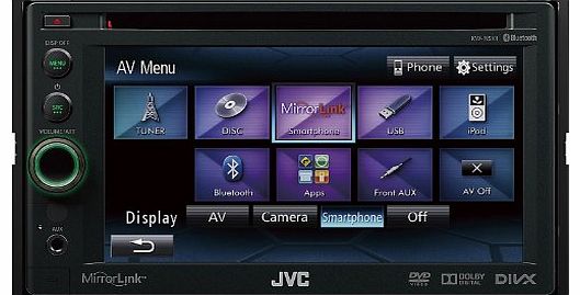 KW NSX1 (JVC Audio Visual; Double Din head unit 6.1 inch;Detachable Touch screen Radio DVD/DivX/ CD/ MP3 player Mirror Link with apps mode Direct IPOD/ IPHONE/Android Control (IPOD VIDEO NEEDS ks