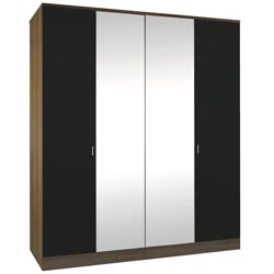 - Mono Black 4 Door Wardrobe with