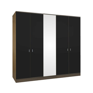 , Mono Black, 5 Door Mirrored Wardrobe