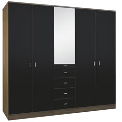 - Mono Black 5 Door Wardrobe with