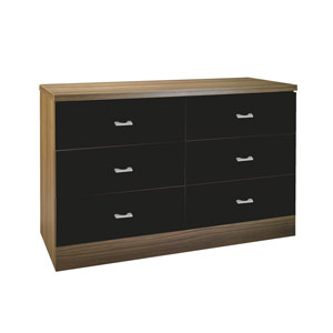 , Mono Black, 6 Drawer Chest