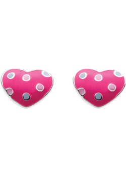 Silver Fuschia Polka Dot Earrings