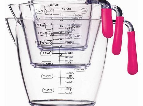 3-Piece Colourworks Acrylic Measuring Jug Set, Pink