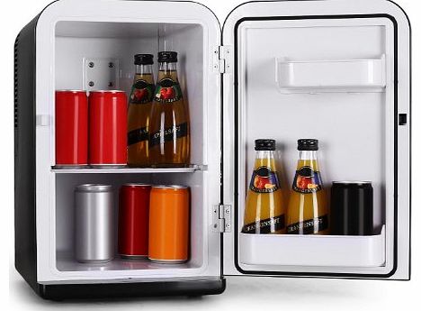 Bella Taverna Cool Box Mini Fridge (12V Car Adapter, 15L Capacity & Retro Design) - Silver