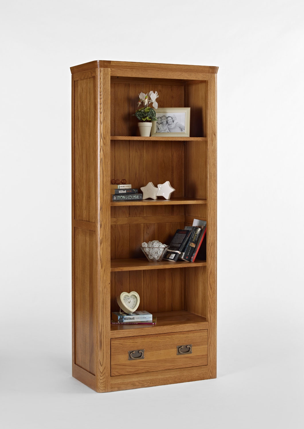 Knightsbridge Oak Large Bookcase with Drawer