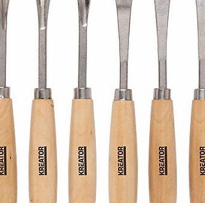 Kreator 6 Piece Carving Chisel Set Hand Tool Wood Turning Detailing Art Sculpture DIY Craft Hobby Model Building KRT452003