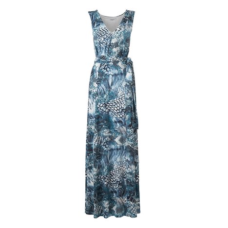 Beata Jersey Snake Print Maxi Dress Colour Navy