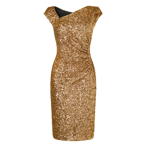 Jazz Sequin Evening Dress Colour Dark Gold
