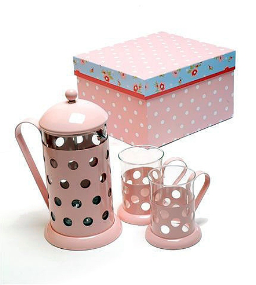 Rainbow Polka Dot Cafetiere Gift Set