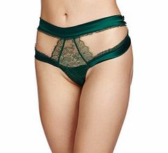 Mezzanote green silk blend thong