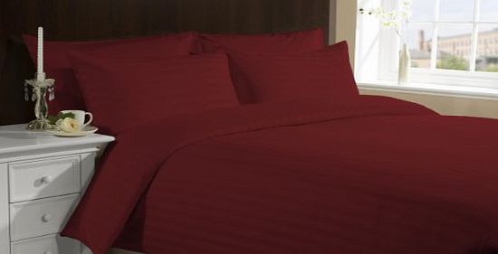 300 TC Egyptian cotton Duvet Set Italian Finish Stripe (UK Double , Burgundy )