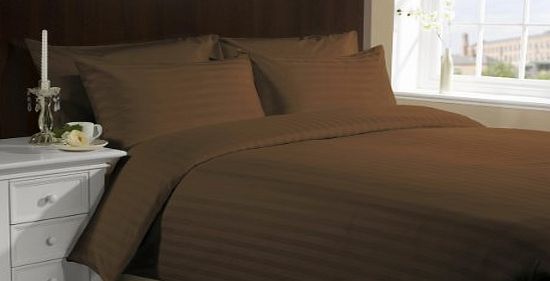 300 TC Egyptian cotton Duvet Set Italian Finish Stripe (UK Double , Choclate )