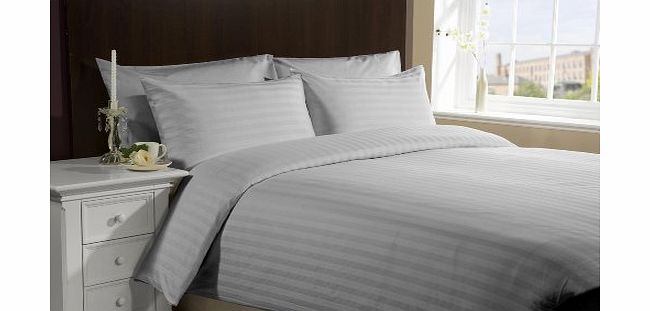 300 TC Egyptian cotton Duvet Set Italian Finish Stripe (UK Double , Silver Grey )