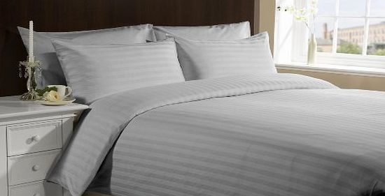 500 TC Egyptian cotton Sheet Set Italian Finish Stripe (UK Double , Silver Grey )