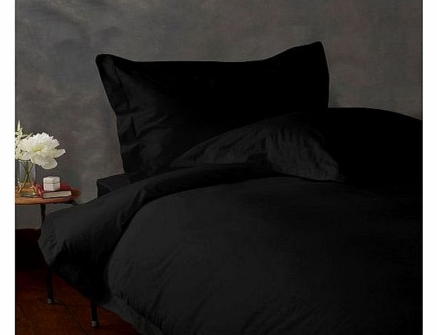 600 TC Egyptian cotton Duvet Set Italian Finish Solid ( Small Double , Black )