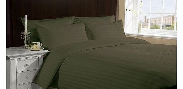 600 TC Egyptian cotton Duvet Set Italian Finish Stripe (UK Double , Olive )