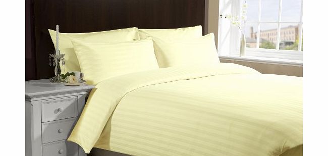 800 TC Egyptian cotton Duvet Set Italian Finish Stripe ( Uk Single , Yellow )