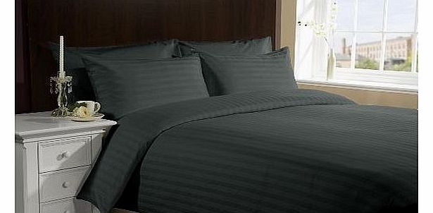 800 TC Egyptian cotton Duvet Set Italian Finish Stripe (UK Double , Elephant Grey )