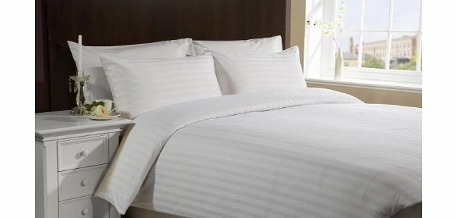 800 TC Egyptian cotton Duvet Set Italian Finish Stripe (UK Double , White )