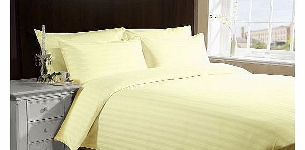 800 TC Egyptian cotton Duvet Set Italian Finish Stripe (UK Double , Yellow )