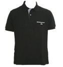 Black Pique Polo Shirt with Check Panels