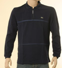 Mens Navy 1/4 Zip Long Sleeve Polo Shirt