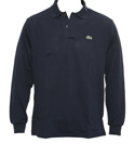 Navy Long Sleeve Pique Polo Shirt