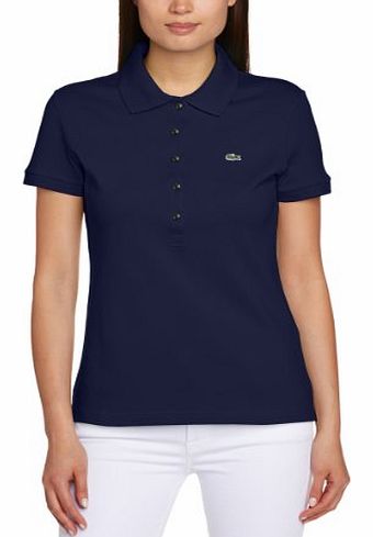 Womens Short Sleeve Slim Stretch Polo, Marine, Size EU 40