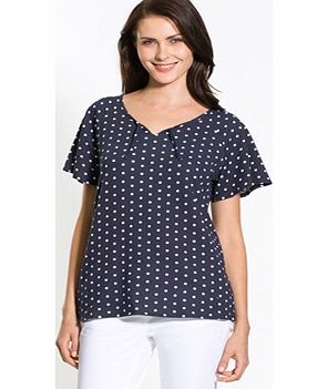 Polka Dot Print Stretch T-Shirt