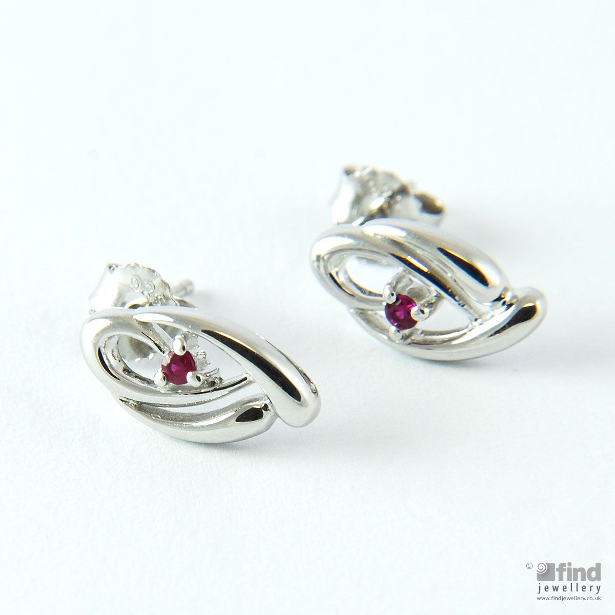 Sterling Silver Ruby Stud Earrings