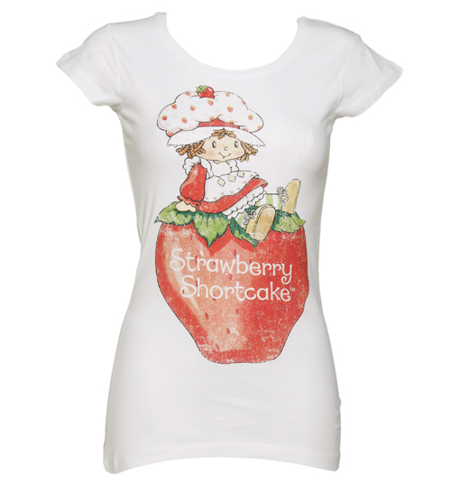 White Vintage Print Strawberry Shortcake