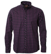 Plum and Navy Check Long Sleeve Shirt