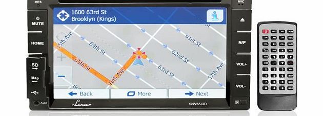 SNV65I3D 6.5 inch Double DIN In Dash Touch-Slide Control Screen TFT/LCD Monitor with DVD/CD/MP3/MP4/SD/AM-FM/RDS/3D UI/ Bluetooth and Screen Dial Pad Built-In GPS/TTS