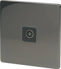 LAP, 1228[^]48019 1-Gang Coaxial Socket Black Nickel 48019