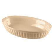 Oval Ribbed Cream Ceramic Oven Dish