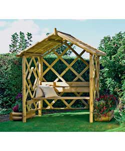 Lattice Rustic Apex Arbour with Planters