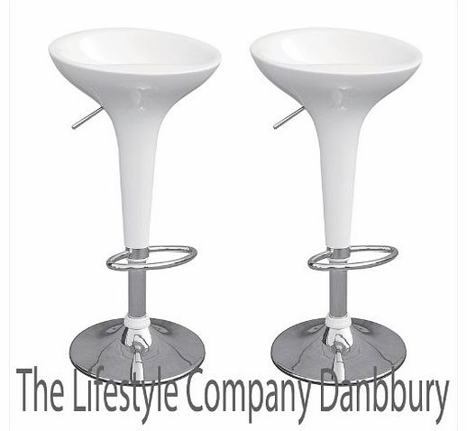 2 x BOMBO WHITE AND CHROME BREAKFAST BAR STOOLS