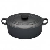 Satin Black Oval Casserole 25cm