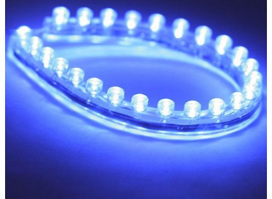 12v LED Flexible BLUE Strip Light 24cm / 24 LEDs ** IDEAL FOR CARS, CAR STYLING, AQUARIUMS, ETC **