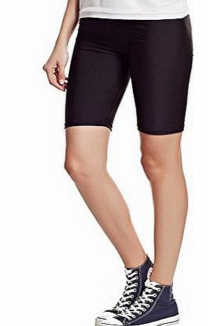 NEW WOMENS STRETCHY COTTON LYCRA OVER-KNEE SHORT ACTIVE LEGGINGS (Medium UK12 (38), Black)