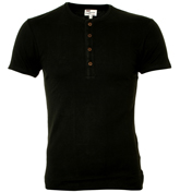 Black Button Fastening T-Shirt