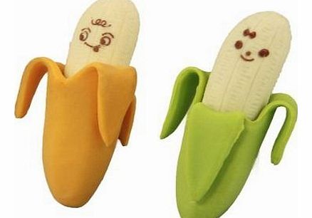 2 x Cute Banana Pencil Rubber Erasers School Office Stationery Kid Children