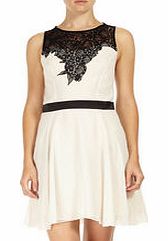 Cream lace top skater dress