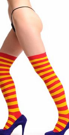 Red amp; Orange Warm Winter Cotton - Orange Striped Over The Knee Socks